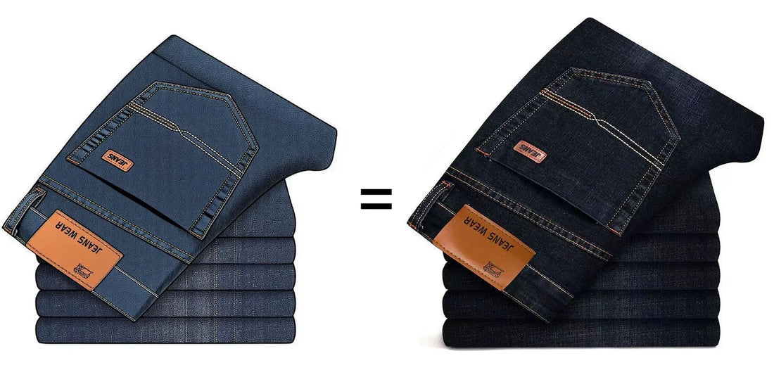 2025 men's fashion business jeans classic style casual elastic slim fit jeans men's denim pants black blue ATFH