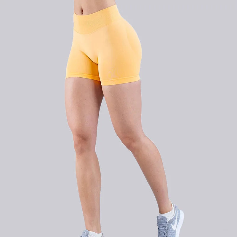 High Elastic Nylon Sports Shorts Women's Three-Way Waist Drawstring Butt Lifting Seamless Low Waist Three-Quarter Length