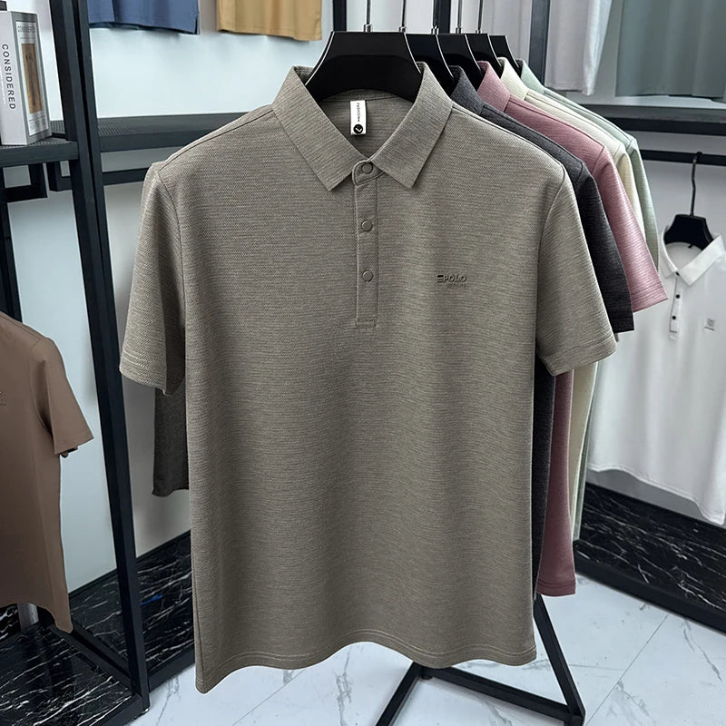 2026 New Men's Comfortable Lapel POLO Shirt Breathable Simple Style Fashion Trend Lapel Business Casual Short Sleeve T-Shirt Top