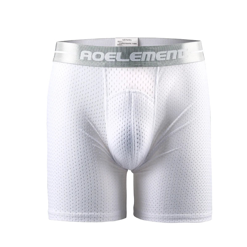 5-Pack of Ice Mesh Sports Underwear for Men, Anti-Wear Leg Running, Five-Point Extended Fitness Anti-Wear Crotch Extended Boxer