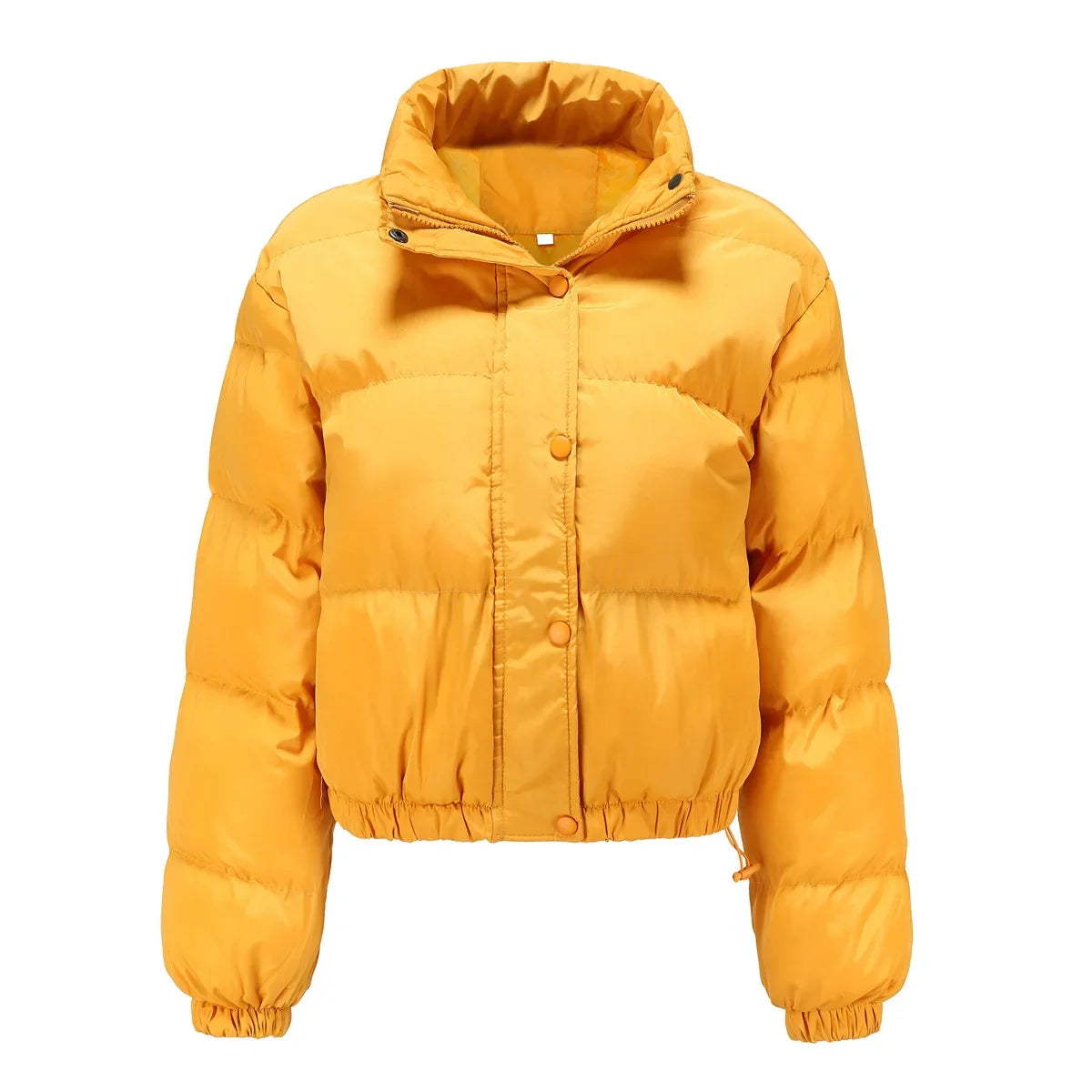Women Parkas Turtleneck Full Sleeve Thick Coats Loose Short Coat Solid Zipper Solid Spliced Jackets Casual Office Lady ATFH