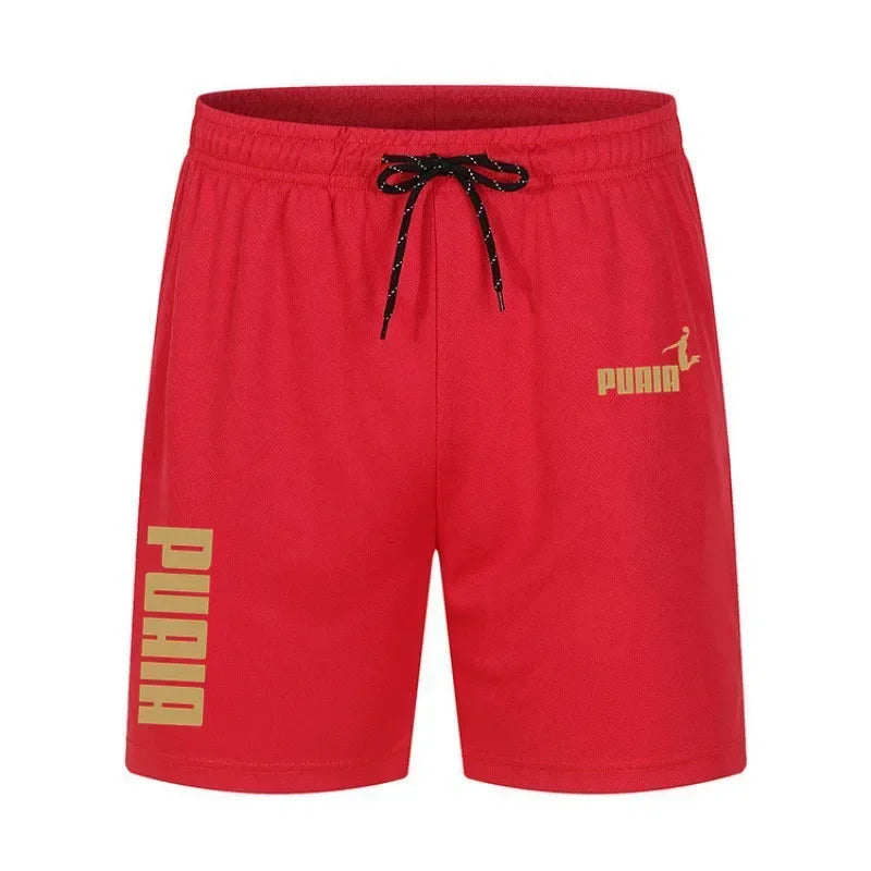 2026 Summer Men's Shorts New Polyester Breathable Elastic Pull Rope Basketball Running Casual Sports Shorts