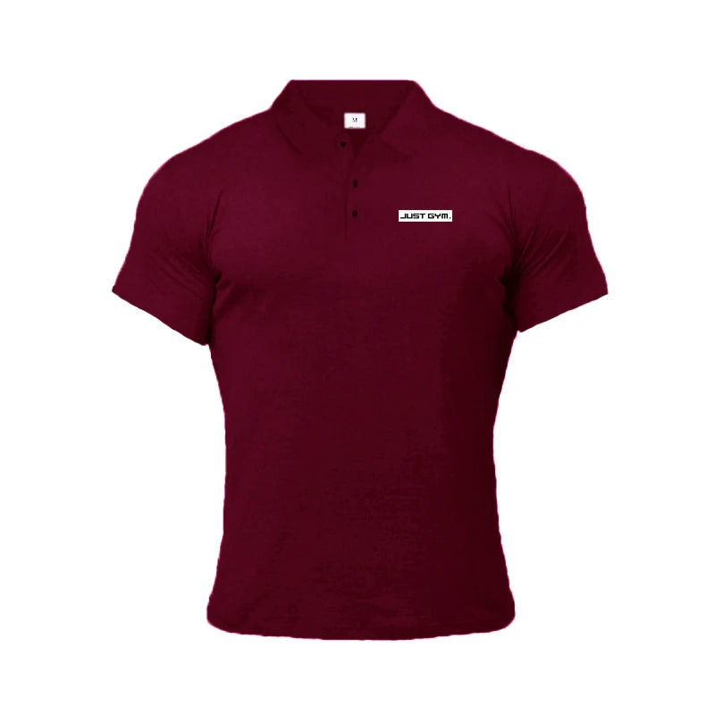 Fashion Lapel Tight Polo Shirts Cotton Breathable Short Sleeves T-Shirts Gym Workout Muscle Tops Mens Bodybuilding Fitness Polos