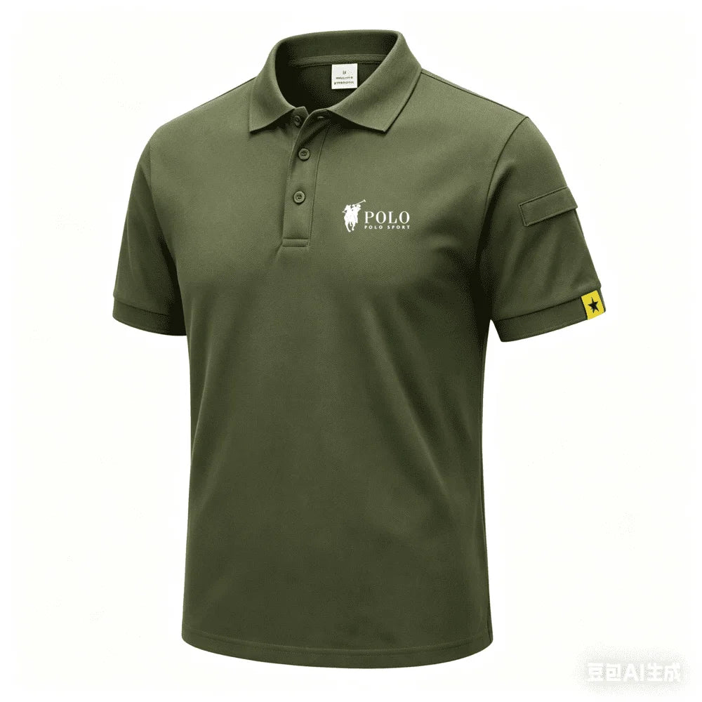 Men's premium summer polo shirt, quick drying, breathable, casual, business fashion, sports, short sleeved, men's clothing