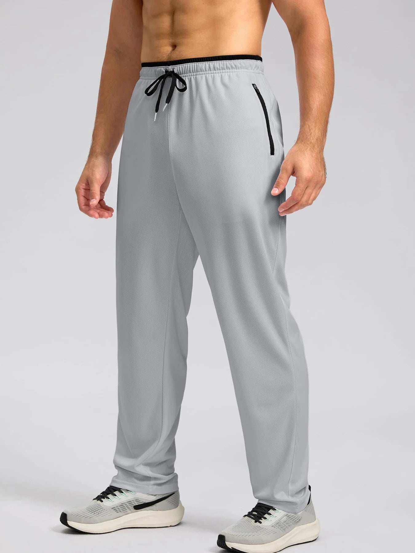 TACVASEN Men's Quick Dry Outdoor Pants Straight Leg Elastic Waist Fitness Running Hiking Yoga Jogging Sweatpants