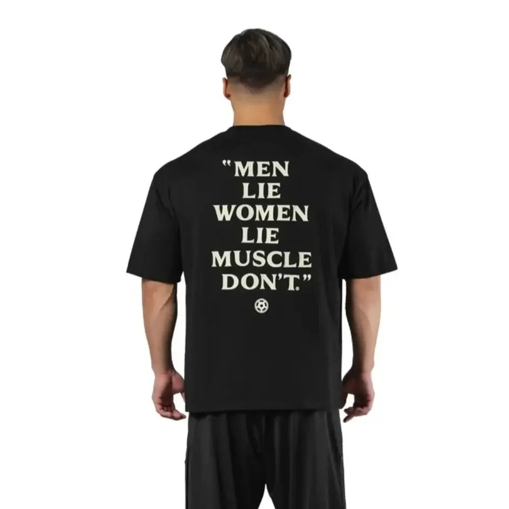 LYFT Oversized Loose Men's Casual Sport T-Shirt Gym Bodybuilding Fitness Short Sleeve Shirts Summer Cotton Breathable Tee Tops ATFH