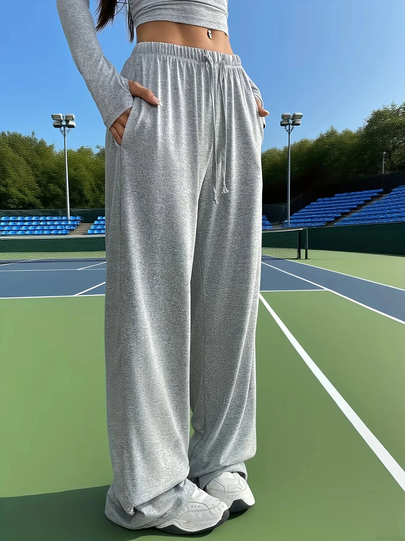 Ladies' Daily Fitness Training, Outdoor Yoga, Soft and Nude Feeling, Loose and Slimming, Sports, Wide Leg Pants