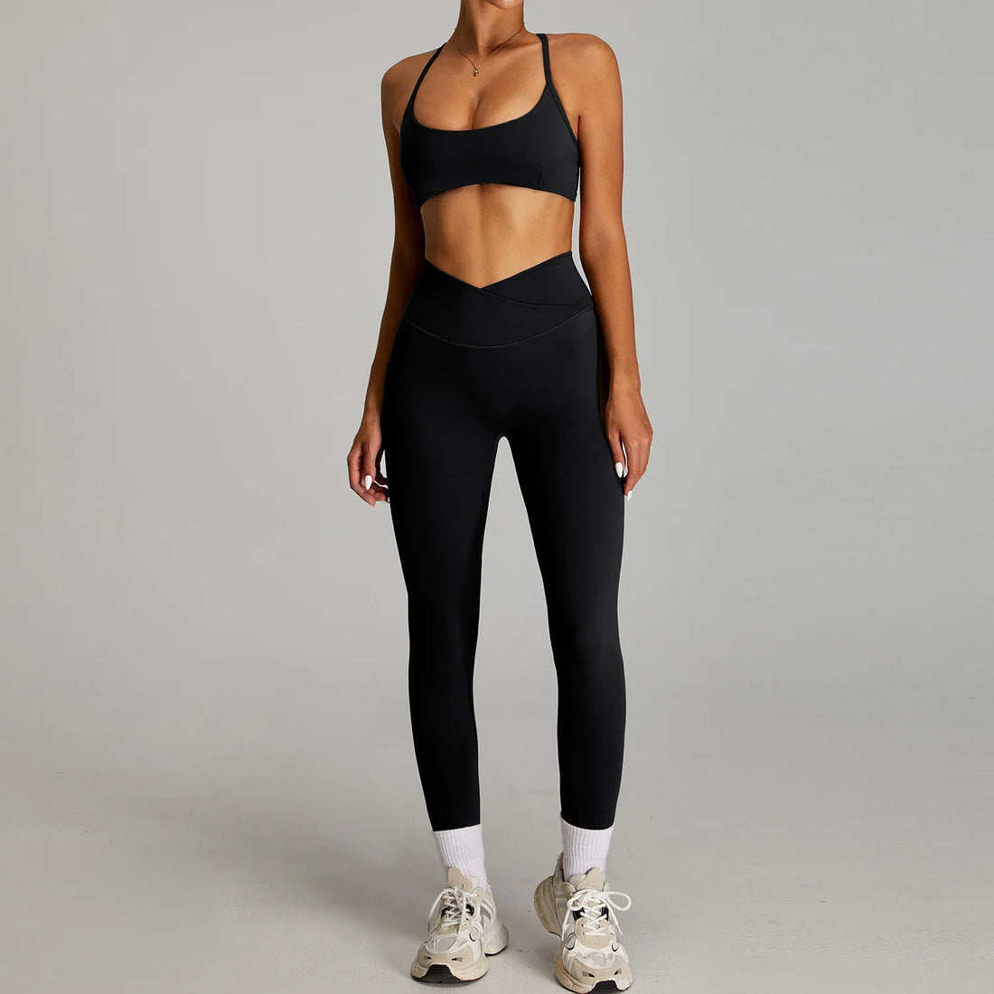mikeyoga Women Yoga Suit 2PCS Sports Set Quick-Drying Gym Set Women Tracksuit Running Workout Short Sleeves Sports Yoga Clothing - ATFH