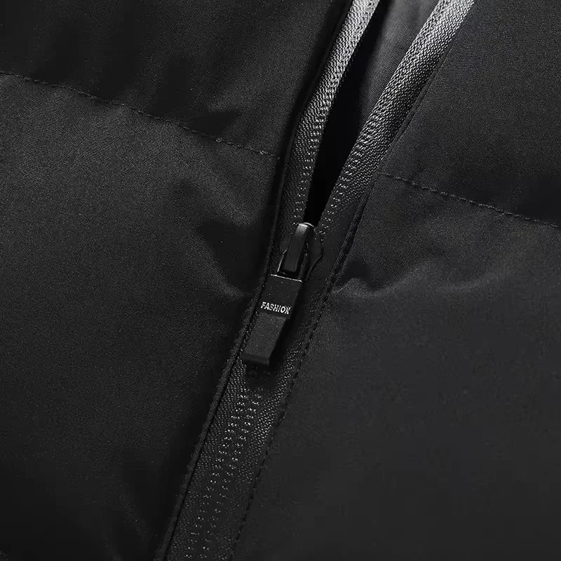 New Vest Men Winter Thick Cotton-Padded Stand Collar Vests Solid Sleeveless Zipper Jacket Male Warm Waistcoat Gilet Veste Hommes