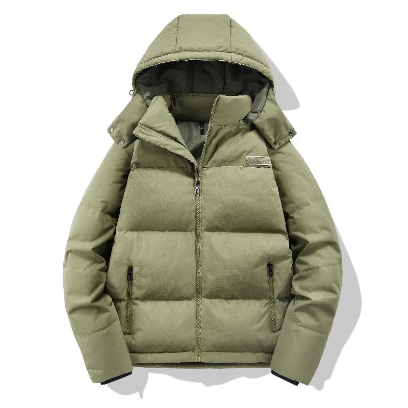 New Style Solid Color Hiking Down Jackets for Men Outdoor Hooded Warm Puffer Coat Trend All-match Male Clothes Fashion Quality
