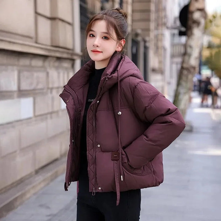 Down Coat Women Parkas Short Winter New Puffer Jackets High-End Warm Cotton Padded Coats Korean  Hooded Outwear Female Tops ATFH