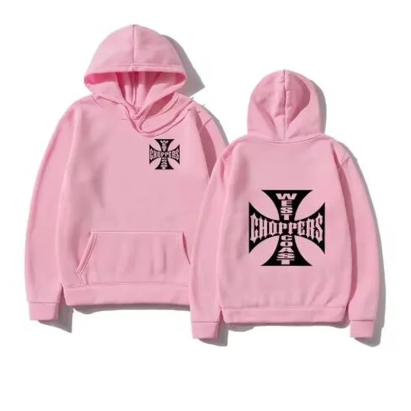 West Coast Iron Cross Choppers Printed Men's Hooded Fashion Cool Sweatshirt Unisex Fashion Fleece Oversized Hoodie Streetwear
