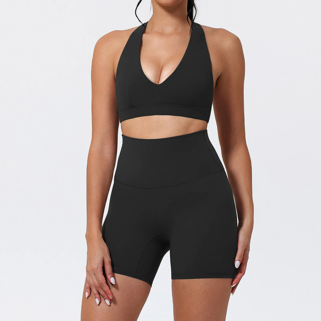 Hearuisavy Gym Set 2Pcs High Waist Breathable Yoga Pants Running Workout Leggings Shock Proof Quick-Drying Fitness Top For Girls - ATFH