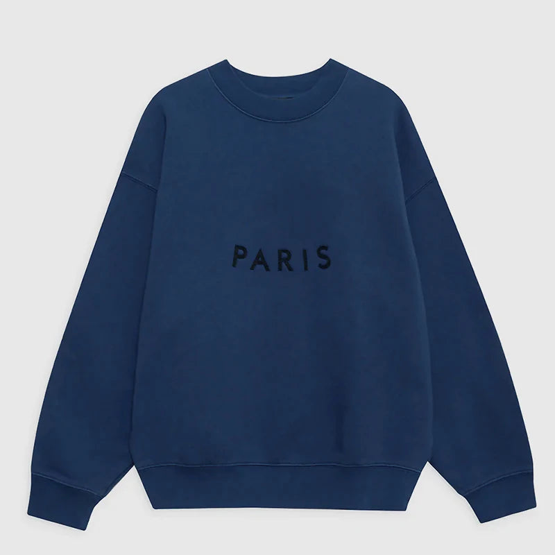 Winter new North American niche AB front felt patch embroidered fleece women's plus fleece round neck sweatshirt - ATFH