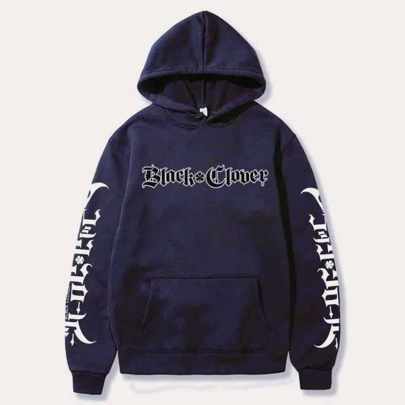 Anime Black Clover Letter Printed Hooded Men Women Manga Hoodies Long Sleeve Prevalent Streetwear Harajuku Unisex Sweatshirt - ATFH