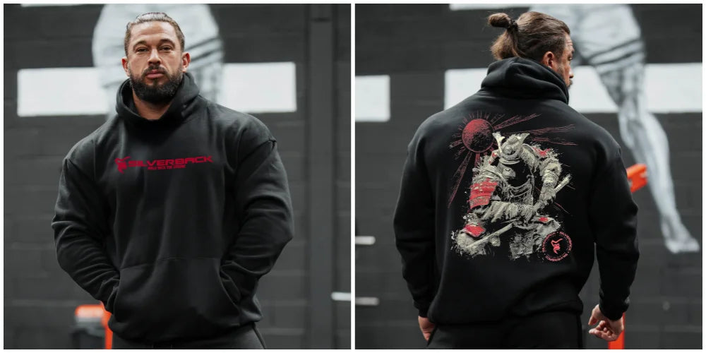 SILVERBACK Mens Gym Fitness Hoodie Autumn Long Sleeve Hooded Pullover Printed Sweatshirts Bodybuilding Apparel Sportswear Tops - ATFH