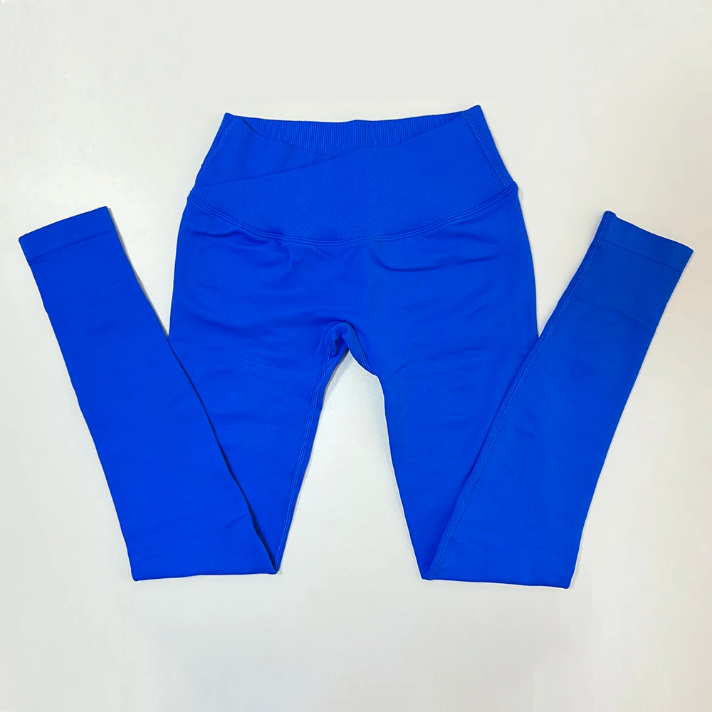 Vision Leggings Women Cross Waist Seamless Yoga Pants Hip Lifting Sport Leggings Fitness Scrunch Butt Gym Pants Workout Leggings - ATFH