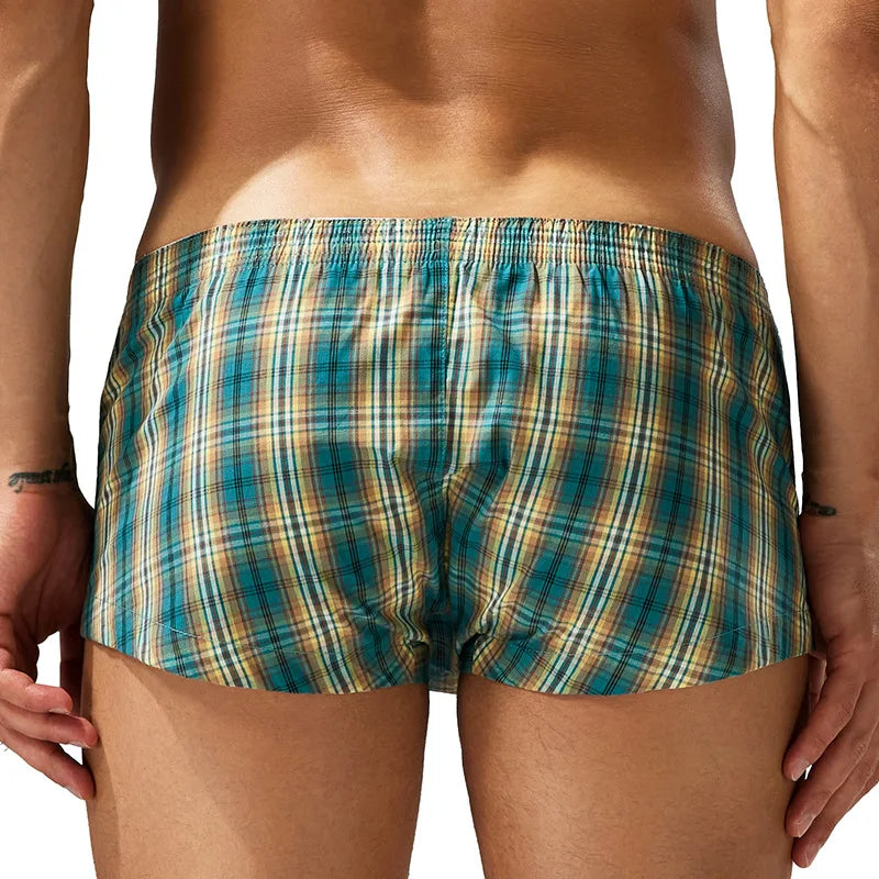 SEOBEAN Men's Comfortable Fashion Short Home Shorts with Large Pockets Cotton Boxer Briefs European Style Sleepwear Underwear