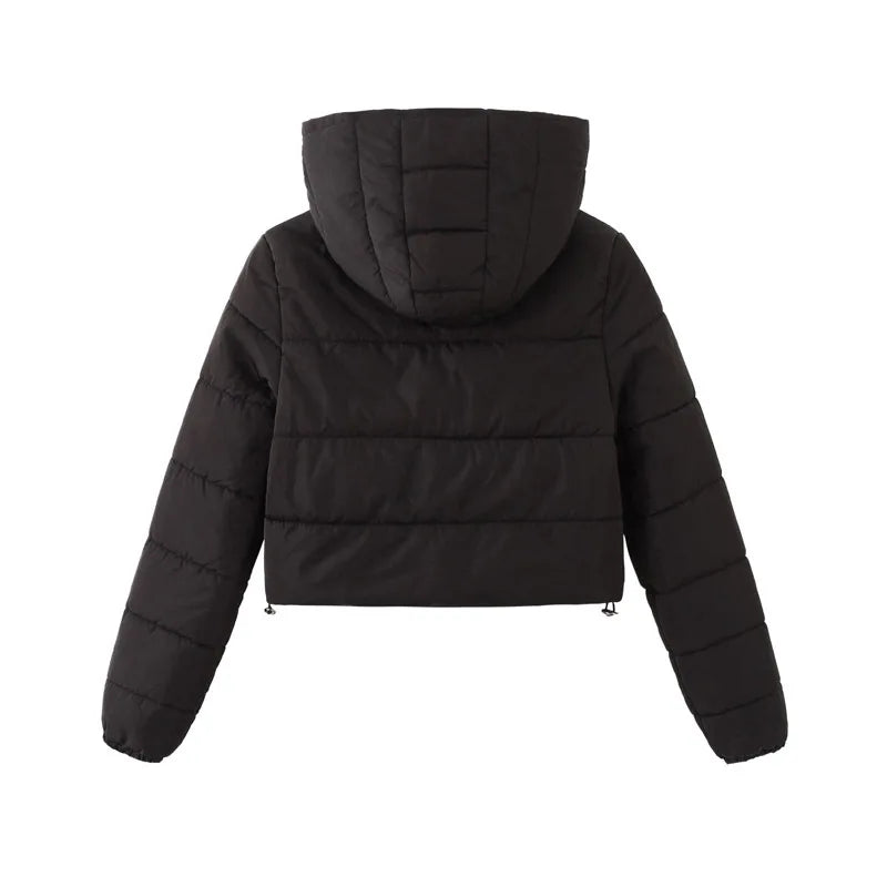 Solid Women Parkas Hooded Slim Fit Parka Zipper Cardigan Jackets Outerwear Pockets High Street Long Sleeve Winter Spliced ATFH