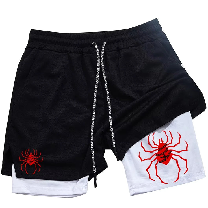 Anime Hunter X Hunter Performance Shorts for Men Breathable Spider Gym Shorts Summer Sports Fitness Workout Jogging Short Pants