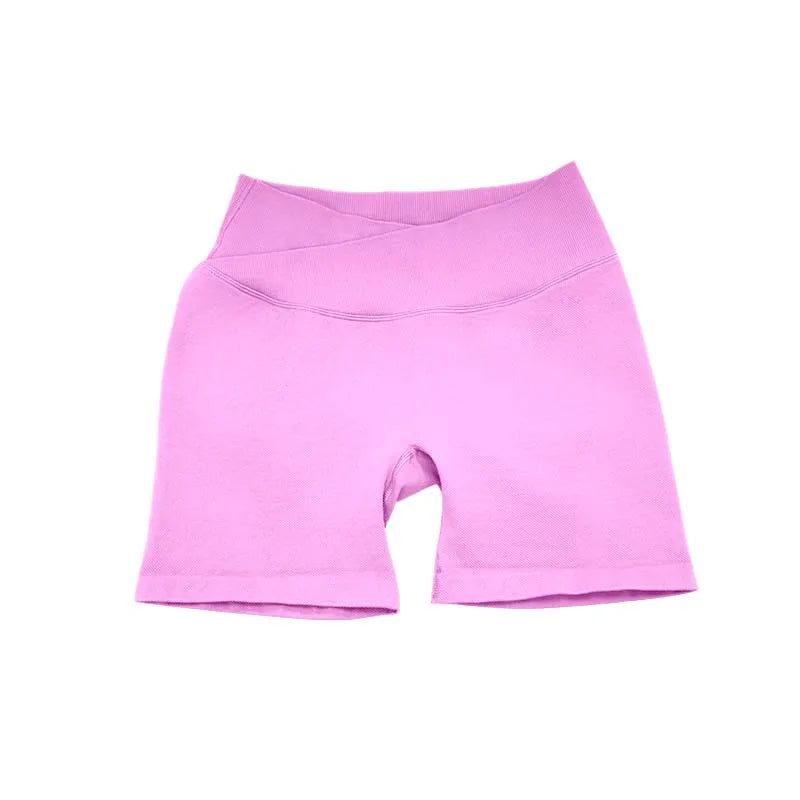Lemonsky High elasticity hip lifting fitness yoga shorts, summer sports solid color shorts