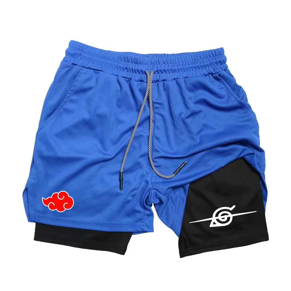 Ghost 2026 Annihilation Blade Anime Men's Double Layer Quick-Dry Running Shorts Multi-Performance Training Shorts Printed Snow