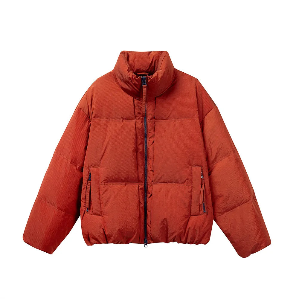 MWJLPWQ Stand Collar Down Jacket Men's Winter Thickened Trendy High Street Vibe Design Double Zipper Unisex Coat Tide 13671 ATFH