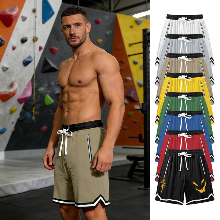 2026 New Men's Printed Sports Shorts Comfortable And Breathable Suitable For Daily Fitness Training Drawstring Adjustable Shorts