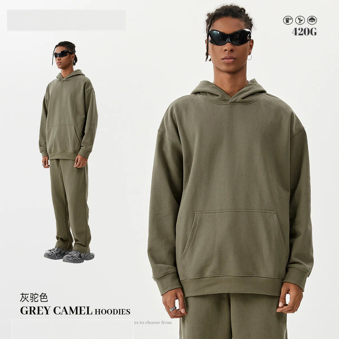 MAQVOB Top Quality Luxury Apparel 420g French Terry Tracksuit Euro US Size Spring Autum Oversize Full Hoodie Tracksuit for Men - ATFH