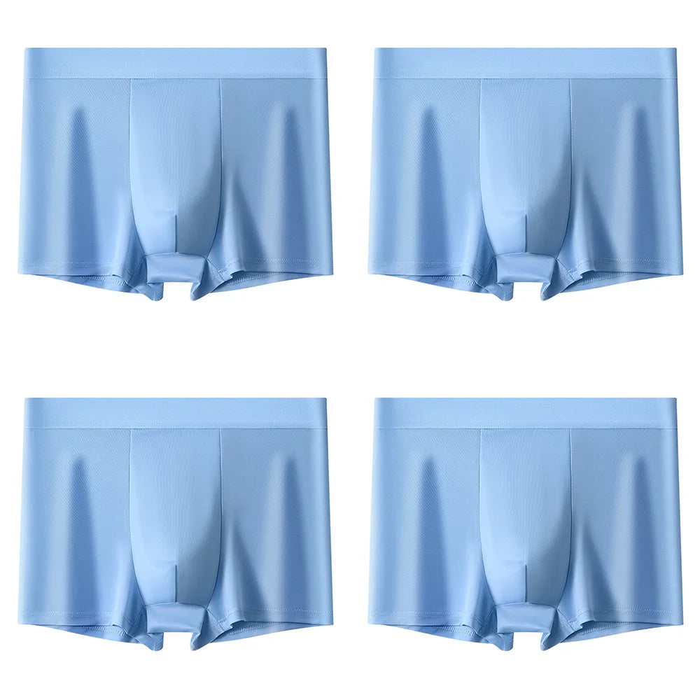 4Pcs Plus Size Underwear Men Sporty Boxers Youth Boxer Shorts Comfortable Breathable Flat Pants Men's Square Panties Briefs Gift