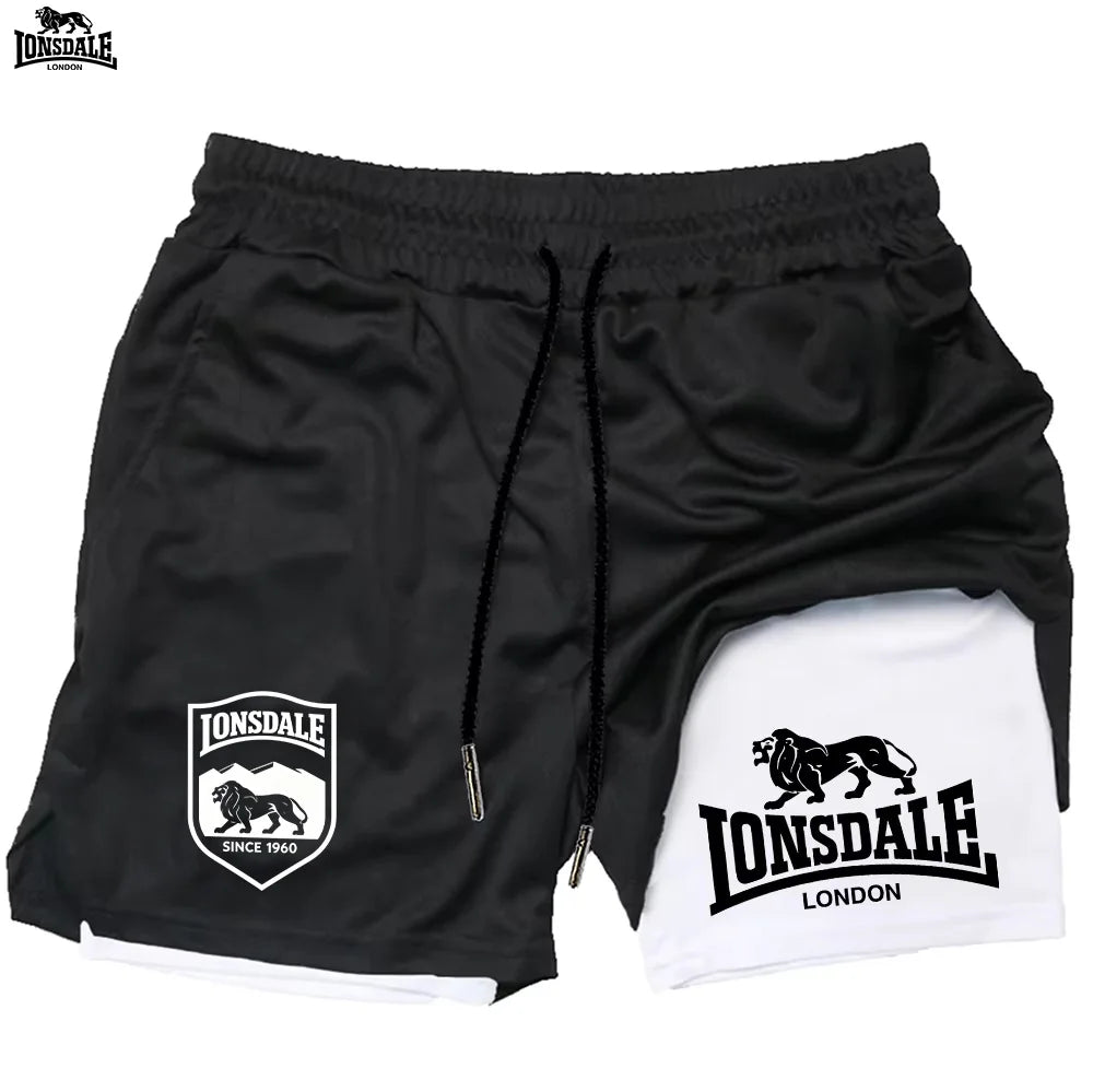 LONSDALE Men's 2-in-1 Quick Dry Running Shorts Gym Sports Workout Training Fitness Jogging Summer Shorts