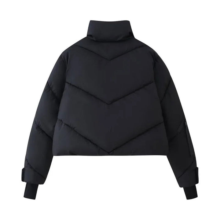Winter New Women's Clothing Versatile Stand Collar Zipper Decoration Long Sleeve Simple Cotton Jacket Jacket ATFH