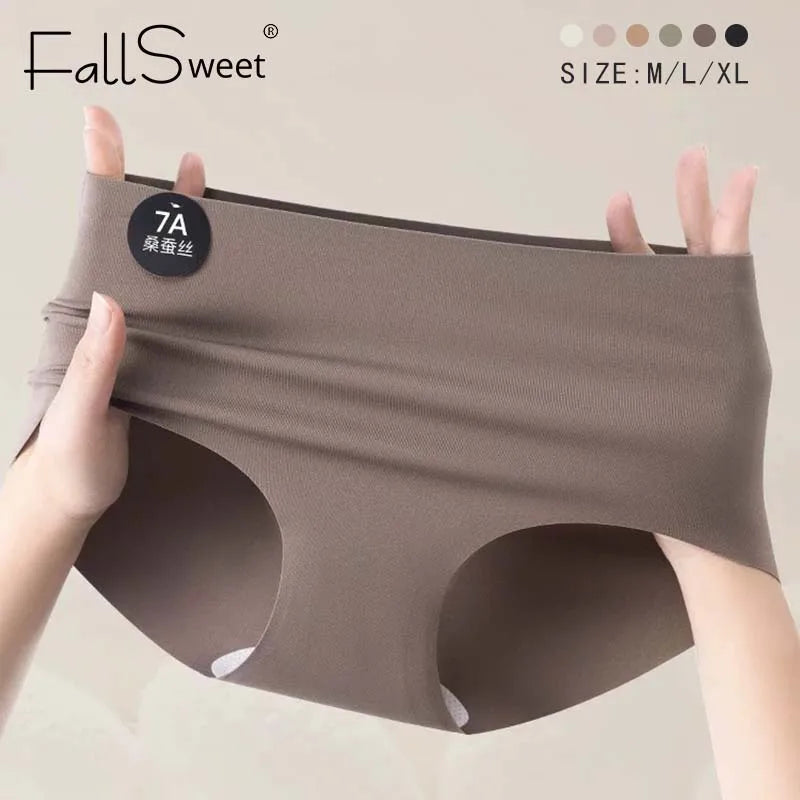FallSweet 8PCS Seamless Mulberry Silk Panties for Women Ultra Thin High Elastic Invisible Briefs Soft Comfortable Lingerie M-2XL