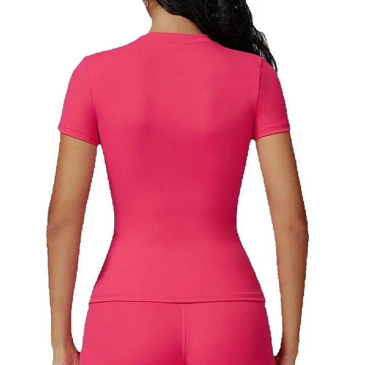 Woman Yoga Shirt Sports Tops Yoga Crop Top Short Sleeve Top For Fitness Workout T-shirt Tops Gym Clothing Running Sportswear - ATFH