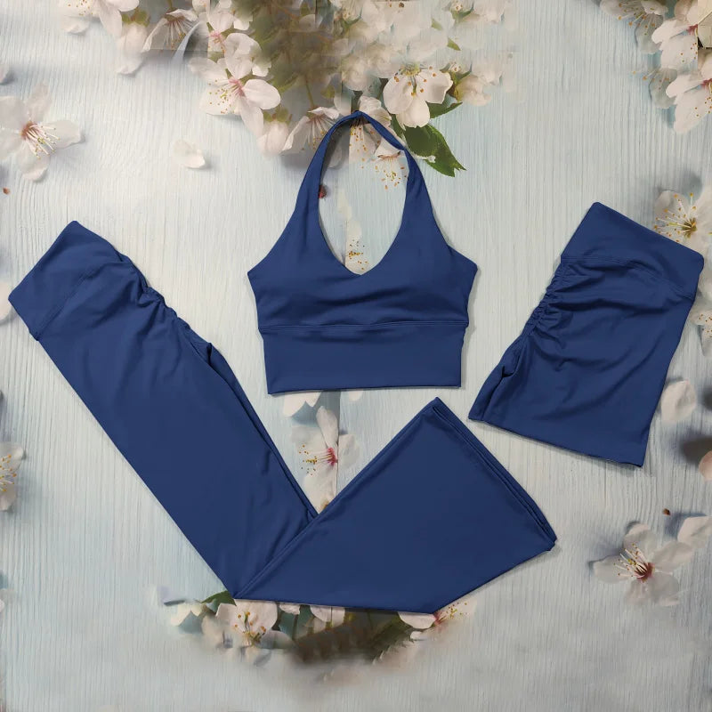 Scrunch Sports Suit Women's Yoga Set Gym Wear Sexy Sports Bras and Flared Leggings Sets Fitness Outfits Female Workout Clothes ATFH