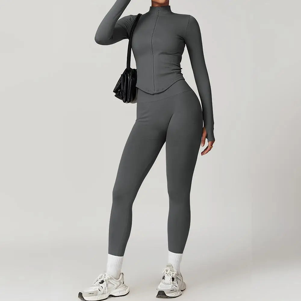 Seamless 2Pcs Yoga Pants Set Women Gym High Waisted High Support Fitness Leggings Push Up Seamless Edging Fitness Sports Bra ﻿ - ATFH