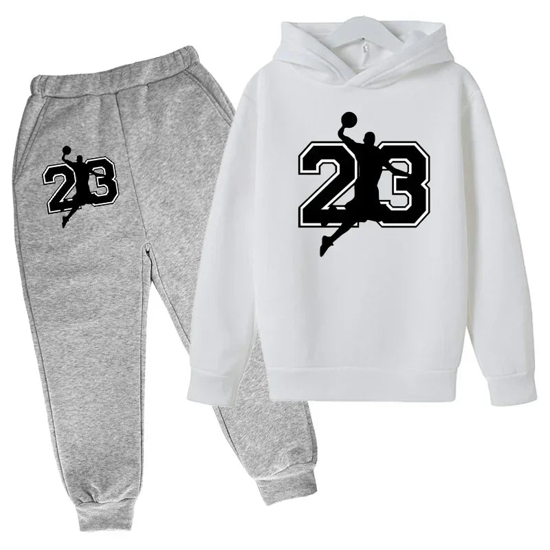 Pullover Toddler SuitChildren Basketball  Clothing Hoodies+Pant Set Girls Boys 3-12 Years Kids Coat Spring Autumn Sports - ATFH