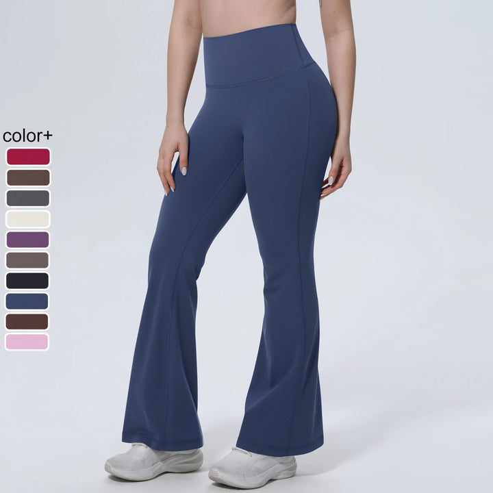 Hamidou High Waist Peach Buttocks Summer Wide Leg Pants Gym Outdoor Running Solid Color Yoga Pants Woman Fitness Sports Trousers ATFH