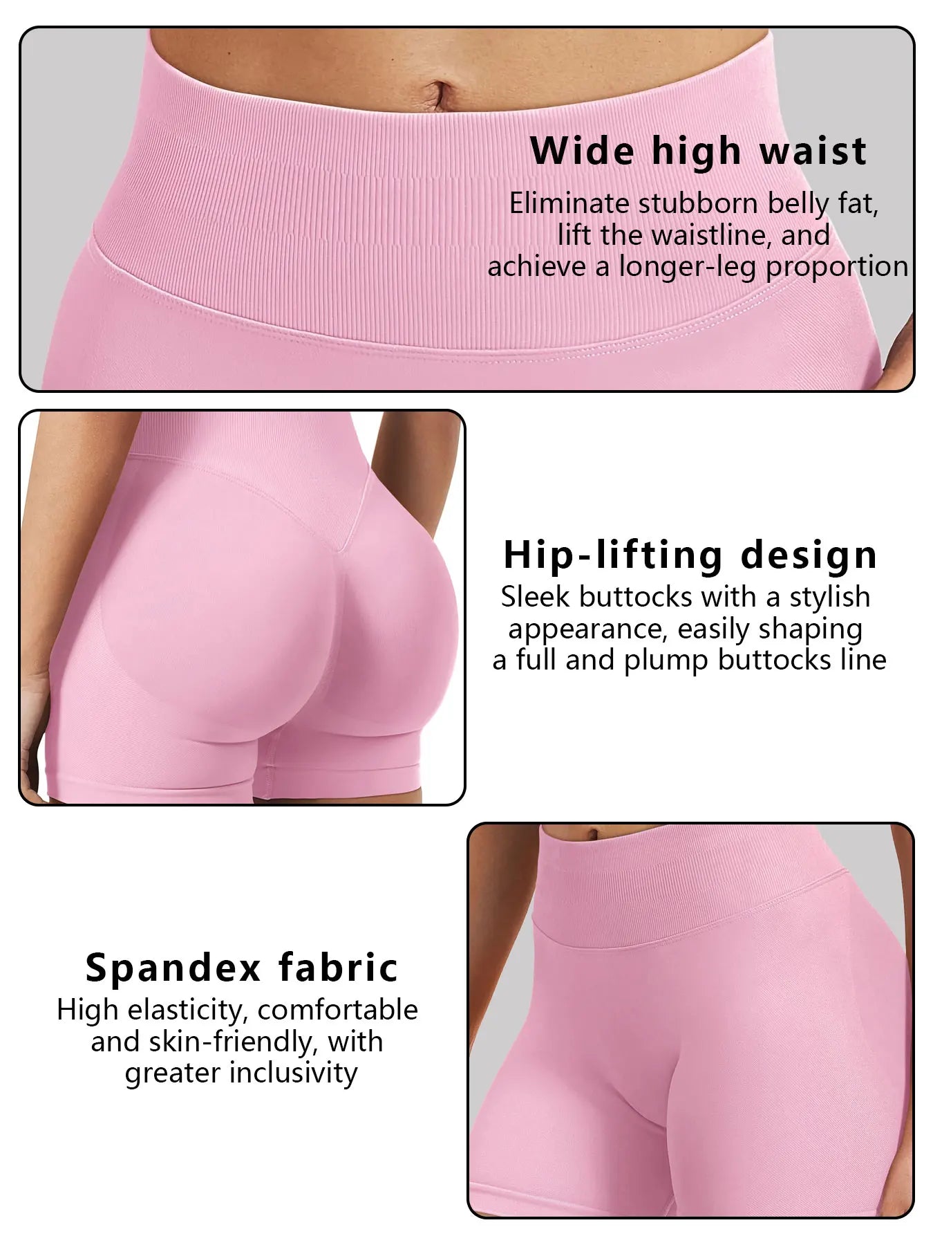 CZGUKE-2PCSWomen Seamless High Waist Scrunch Butt Shorts 2 Pack Elastic Tummy Control Gym Workout Running Athletic Sports Shorts