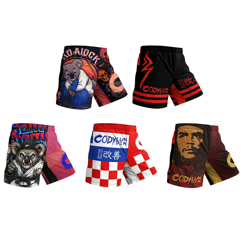 MMA Muay Thai Shorts Men Fighting Training Brazilian Jiu Jitsu Boxing Spandex/Polyester Stretch Durable Light Weight Short Pant