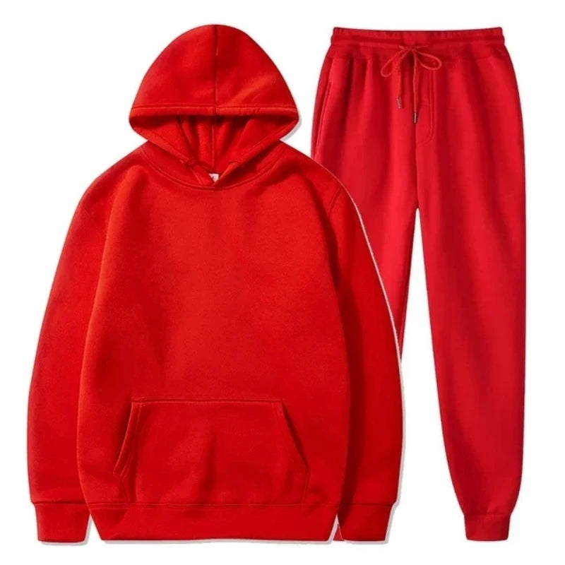 Basic Fleece Hoodies And Sweat Pants Set Men Jogger Set Wholesale Track Suit Sportswear Tracksuits Unisex Ensemble Jogging Homme ATFH