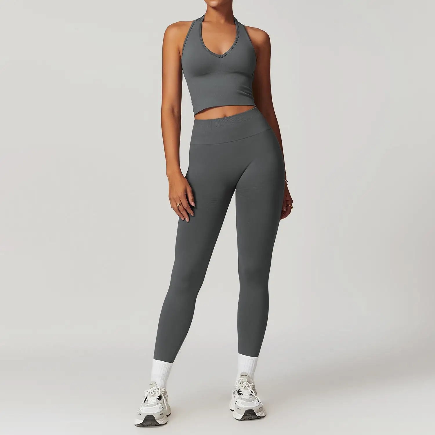 Seamless 2Pcs Yoga Pants Set Women Gym High Waisted High Support Fitness Leggings Push Up Seamless Edging Fitness Sports Bra ﻿ - ATFH