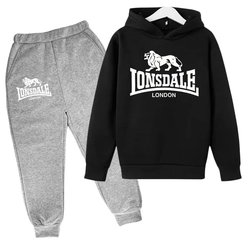 Kids Fashion Hoodie Boys Lion Print Tracksuit Girls Toddler Coat 3-12Y Top+pants 2P Clothing Charming Casual Sports Jogging Set - ATFH