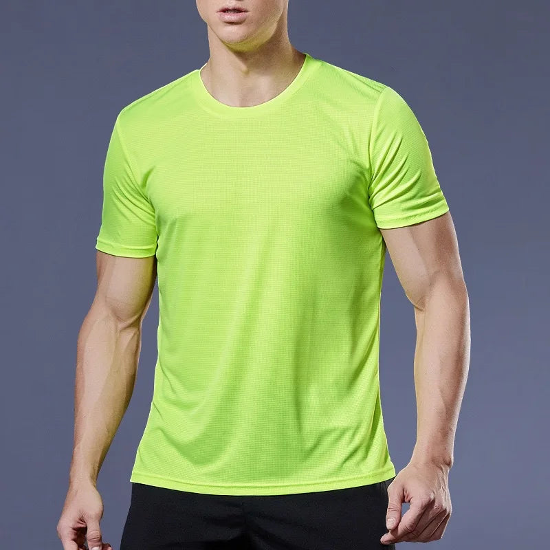 Men's Quick Dry Short Sleeve Gym Running Moisture Wicking Round Neck T-Shirt Training Exercise Gym Sport Shirt Tops Lightweight