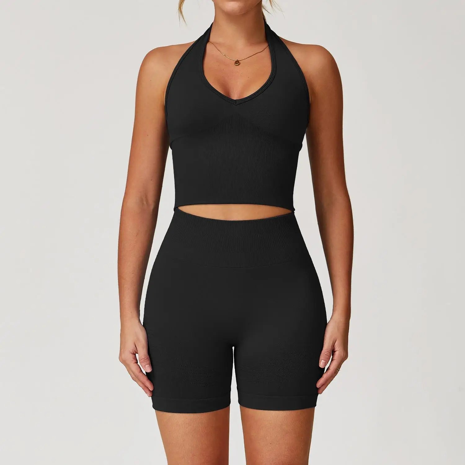 Seamless 2Pcs Yoga Pants Set Women Gym High Waisted High Support Fitness Leggings Push Up Seamless Edging Fitness Sports Bra ﻿ - ATFH