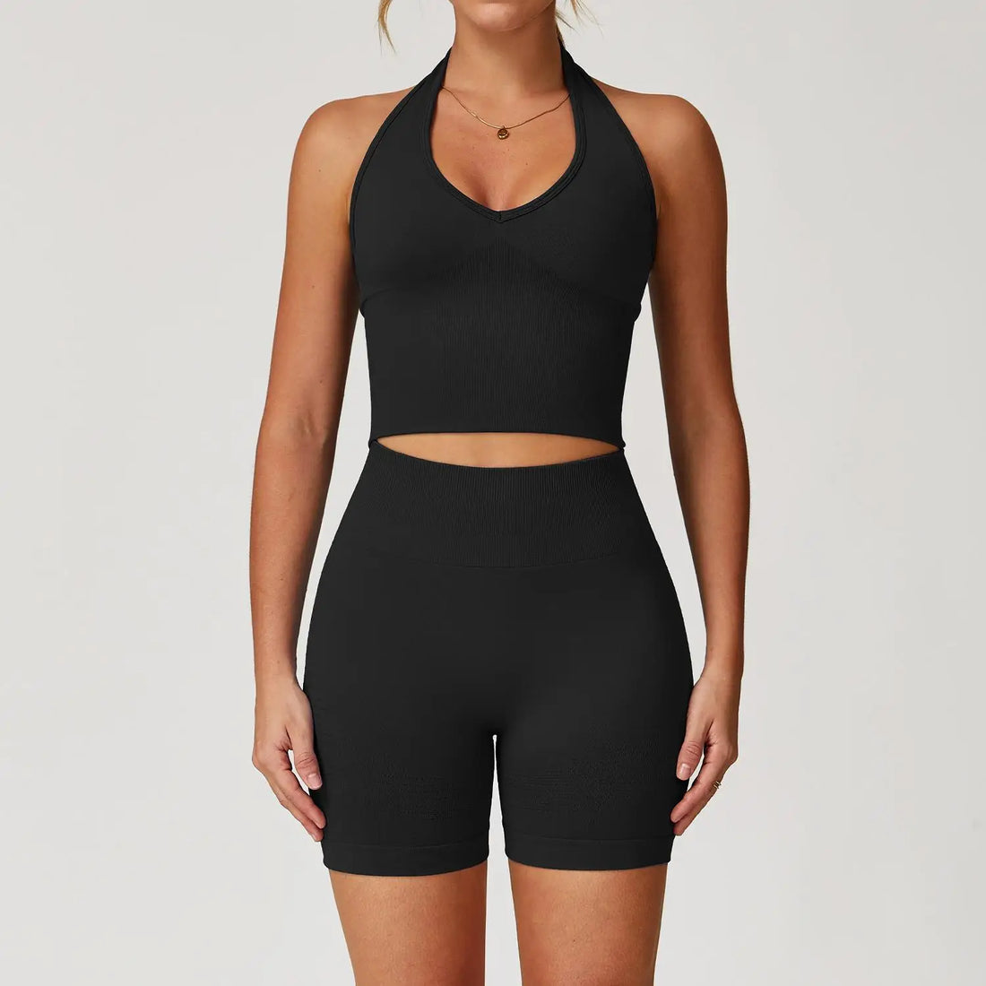 Seamless 2Pcs Yoga Pants Set Women Gym High Waisted High Support Fitness Leggings Push Up Seamless Edging Fitness Sports Bra ﻿ - ATFH