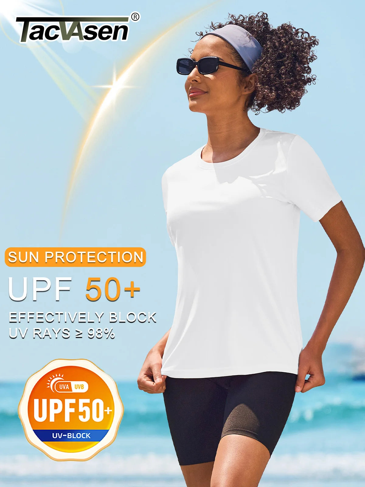 TACVASEN Summer Casual Performance T-shirts UPF 50+ Quick Dry Womens Sun Protection T-shirt Outdoor Running Swim Tee shirts Tops - ATFH