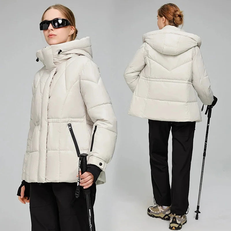 2025 Outdoor Sports Women's Winter Cotton-padded Jacket Hooded Parkas Windproof Coats Thicken Warm Slim Outerwear Casual Coats ATFH