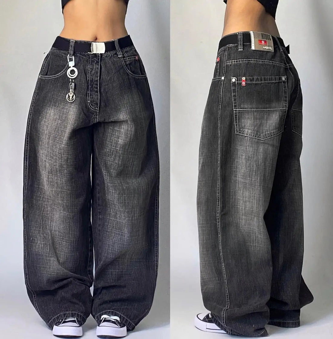Y2K Harajuku New Punk Feng Shui Washing Old Baggy Jeans Female Streetwear Dance Popular Casual Joker High Waist Wide Leg Pants ATFH