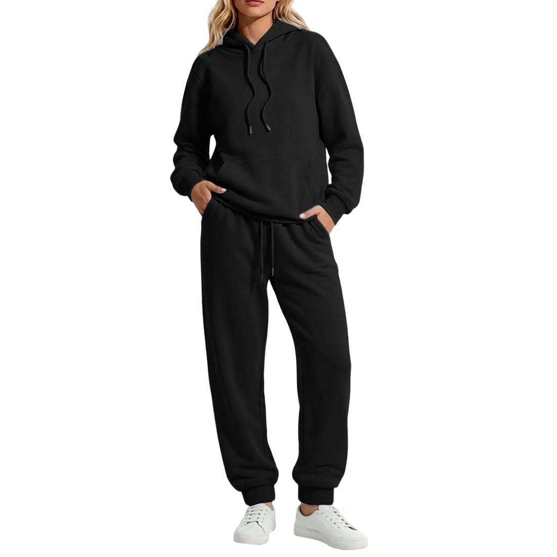 Autumn Winter Women Casual Hooded Tracksuit Long Sleeve Sweatshirt Matching Elastic Cuff Jogger Pants Soft Sport Female Clothes